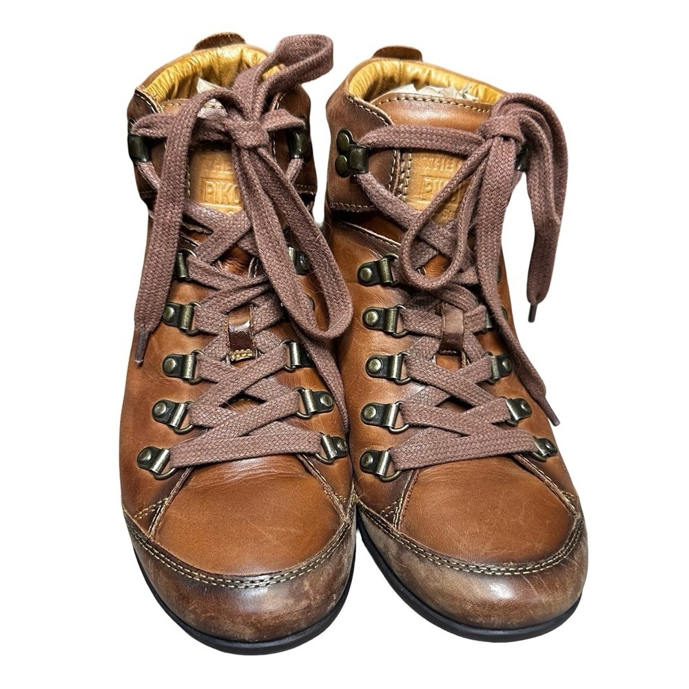 PIKOLINOS Lisboa Brown Leather Lace Up Boots Size 38 EU Moto Combat Comfort - Picture 4 of 8